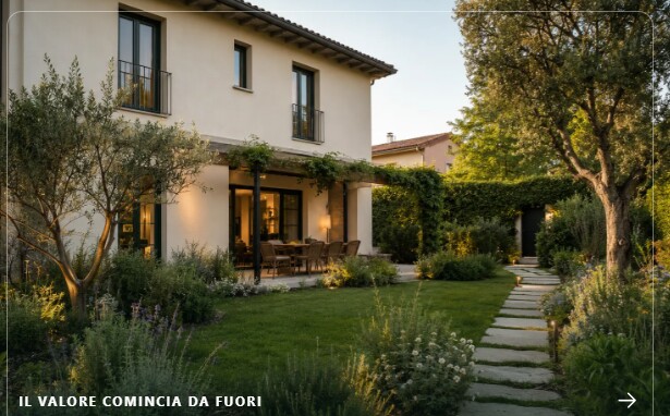 Casa valorizzata da un giardino curato