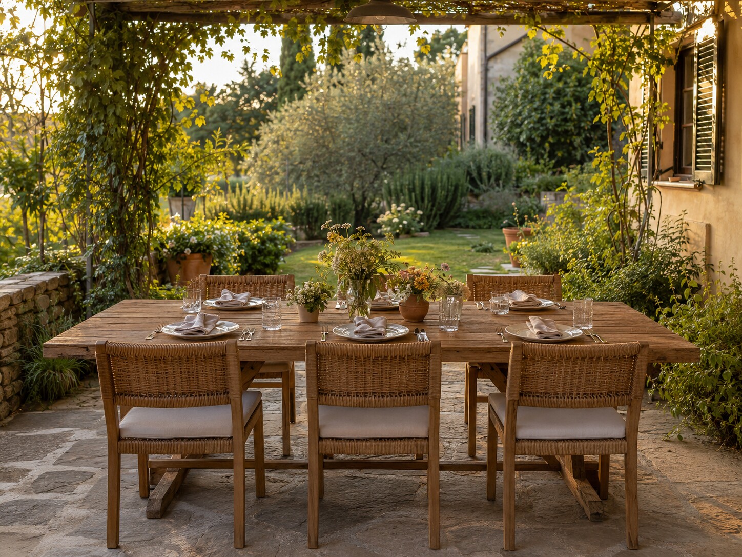 Zona pranzo esterna immersa nel verde